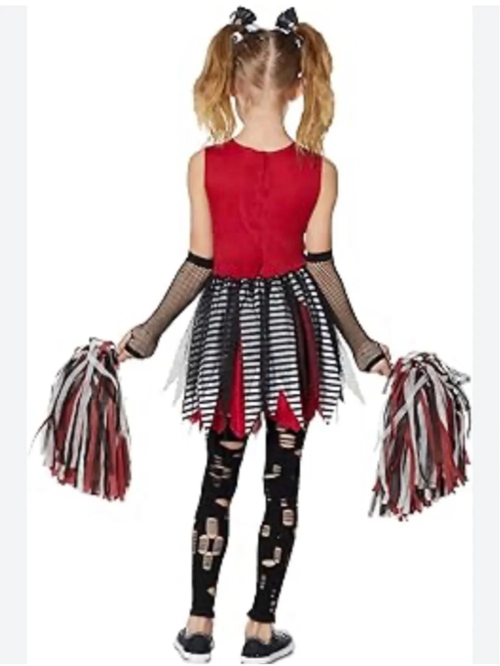 Spirit Halloween kids zombie cheerleader costume black red gothic punk alt sz L